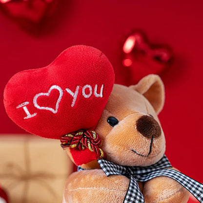 Teddy Bear Holding Heart Plush Toy – Cute Stuffed Animal Gift