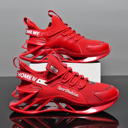 Men's Blade Sole Running Sneakers – Breathable Knit Luxury Trainer