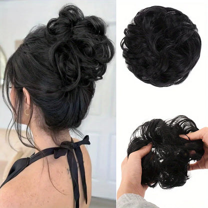 Synthetic Messy Hair Bun Chignon Scrunchies Fake Band Braid Elastic Hairpiece Tail Donut Updo Pieces