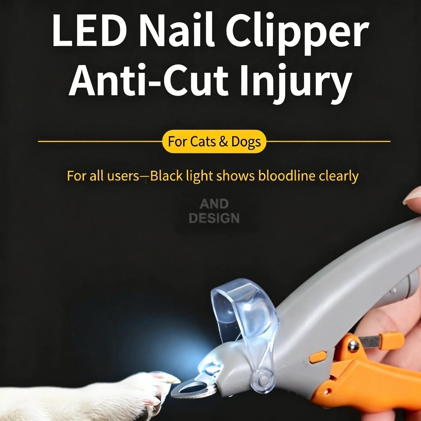 Professional Pet Nail Clipper with LED Light for Dogs & Cats