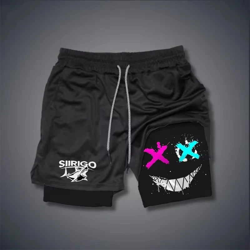 Men's 2-in-1 Graphic Fitness Shorts – Quick-Dry Training Shorts