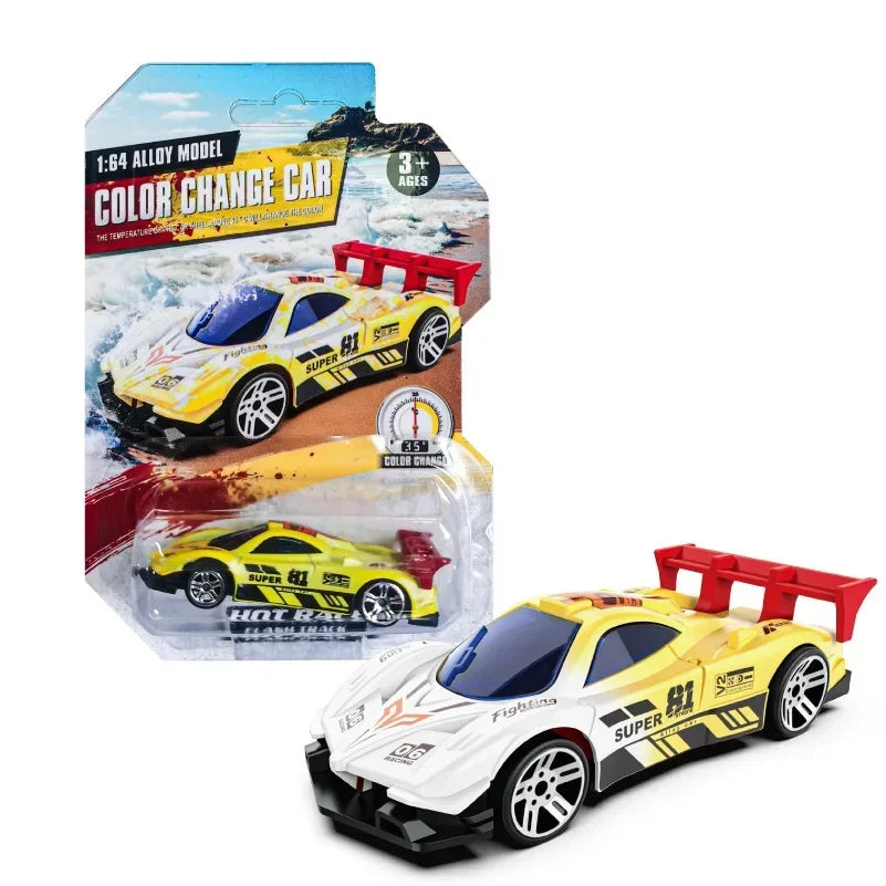 Color-Changing Die-Cast Racing Car Toy – 1:64 Pull Back Model