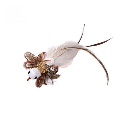 Suction Cup Bird Feather Cat Wand Toy – Interactive Kitten Hunting Toy with Bell