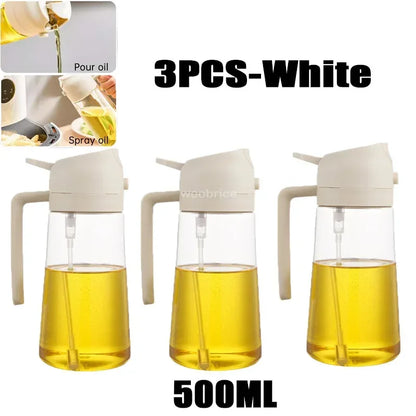 2-in-1 Oil Spray & Pour Bottle with Auto Lid – 500ml