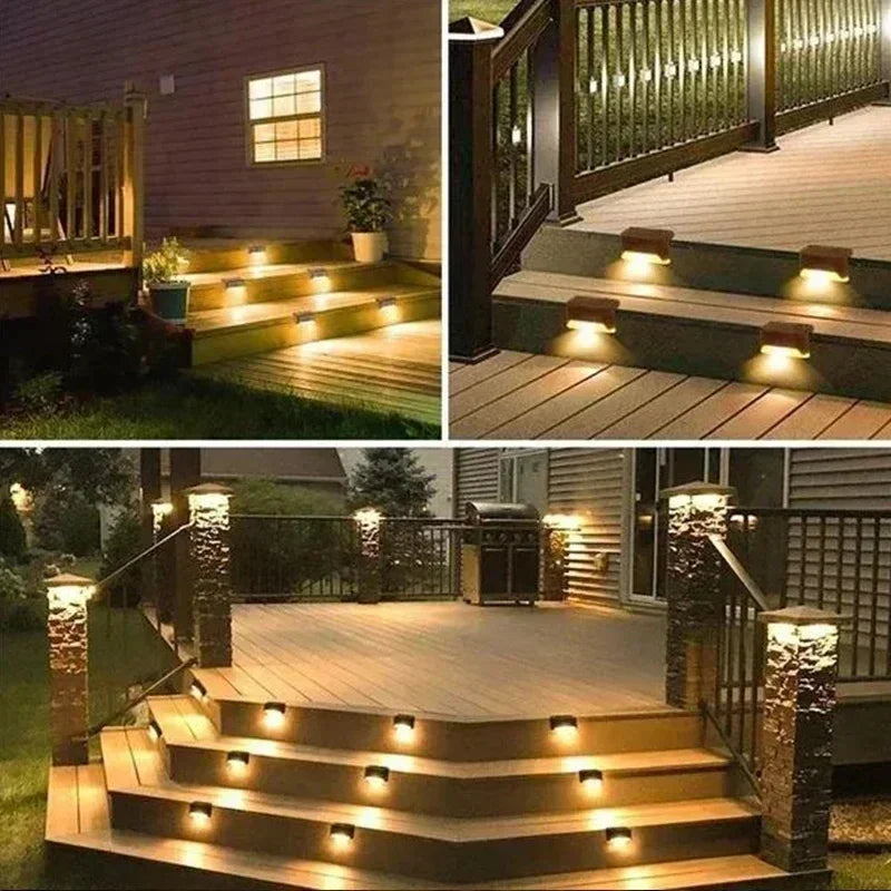 Pcs Solar Led Lights Outdoor Garden Light Deck Lamp Stairs Waterproof Step Patio Decor - Waterproof
