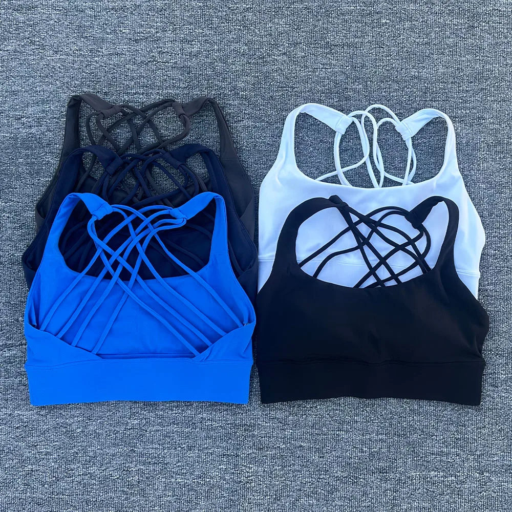 Women's Push-Up Sports Bra – Cross Back Shockproof Gym & Yoga Bra