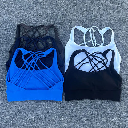 Women's Push-Up Sports Bra – Cross Back Shockproof Gym & Yoga Bra