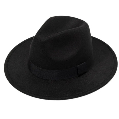 Wide Brim Wool Fedora Hat – Unisex Jazz Style