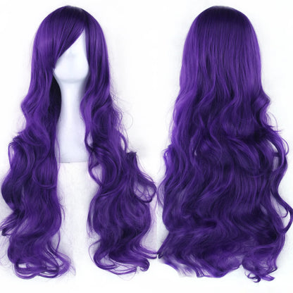 Soowee Curly Long Synthetic Hair Green Wig Hairpiece Pink Black Party Cosplay Wigs Women