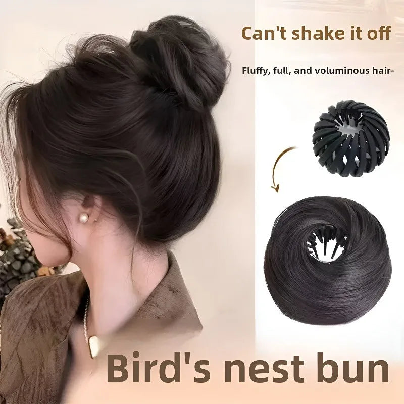 Magic Synthetic Hair Bun Circle Elastic Clips Bird S Nest Shaped Retractable Hairpieces Fashionable