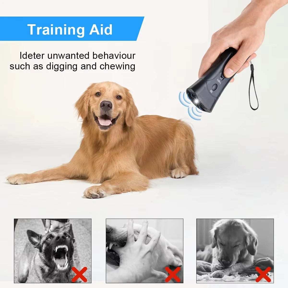 Ultrasonic Dog Bark Deterrent & Trainer with LED Light