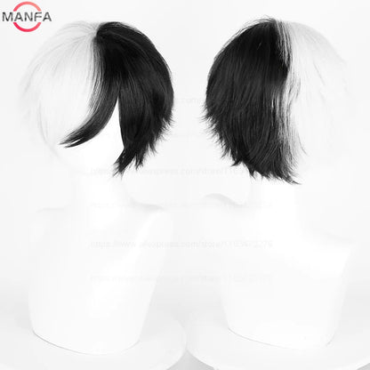 Anime 30cm Short Straight Cosplay Wig Black White Green Brown Purple Blue Gray Red Gold Man Women