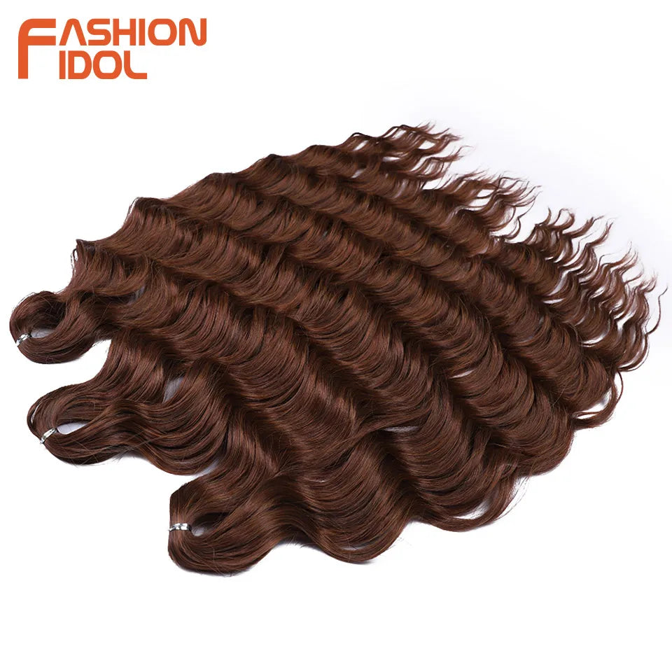 Anna 24 Inch Synthetic Hair Water Wave Braiding Extensions Ombre Blonde Deep Afro Curl Twist Crochet