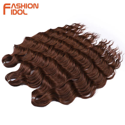 Anna 24 Inch Synthetic Hair Water Wave Braiding Extensions Ombre Blonde Deep Afro Curl Twist Crochet