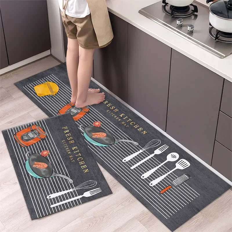 Anti-Slip Kitchen Floor Mat Set – Soft Washable Area Rug for Kitchen, Bedroom & Hallway