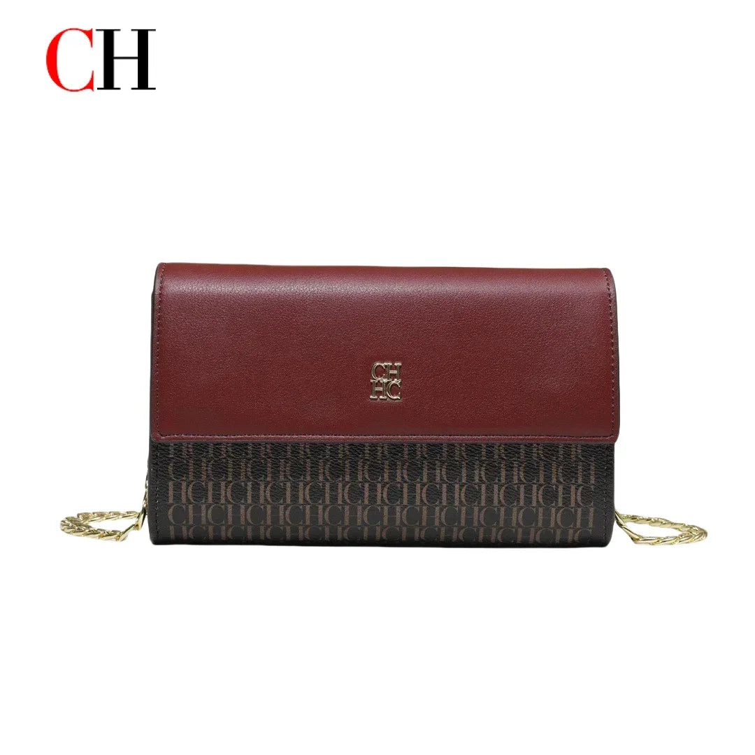 Women's Chain Crossbody Bag – Letter Print PU Leather Flap Shoulder Purse