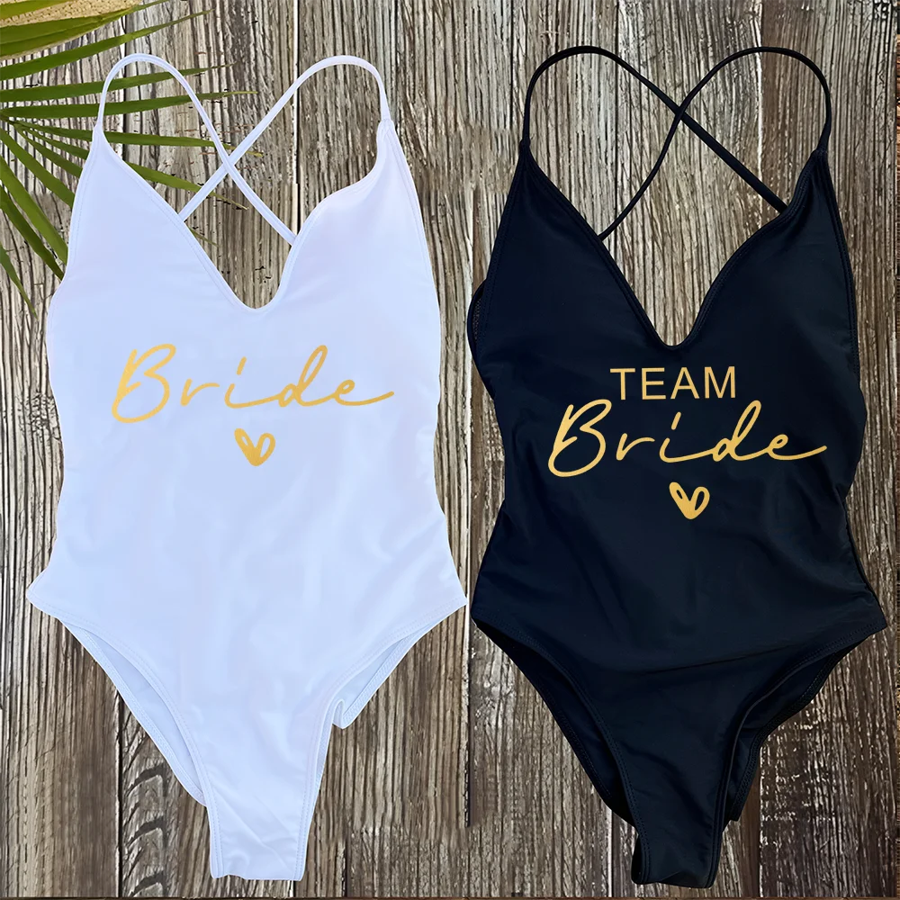 Team Bride One-Piece Swimsuit – Padded Bachelorette Bathing Suit