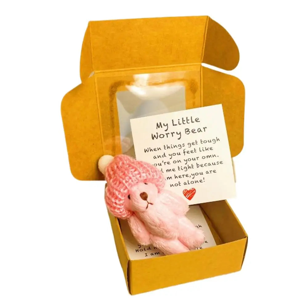 Pocket Worry Bear with Inspirational Card – Mini Plush Gift Box