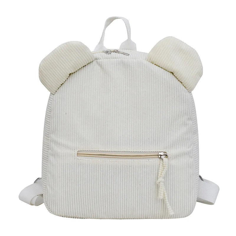 Cute Bear Ear Fleece Backpack for Kids – Girls School Bag