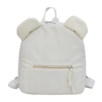 Cute Bear Ear Fleece Backpack for Kids – Girls School Bag