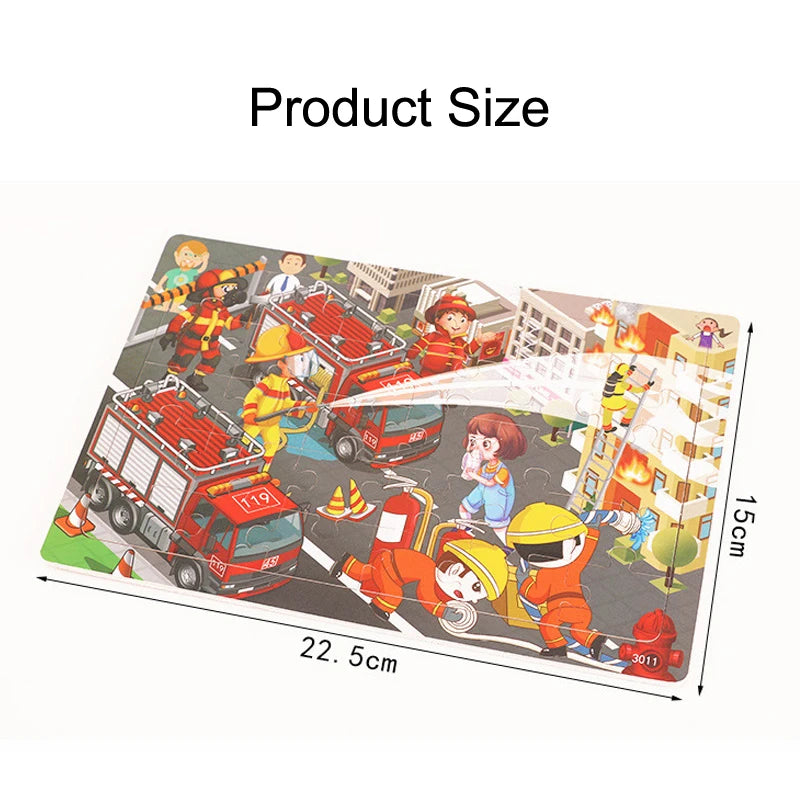 Wooden Cartoon Animal Puzzle for Kids – 30 Pieces Montessori Toy
