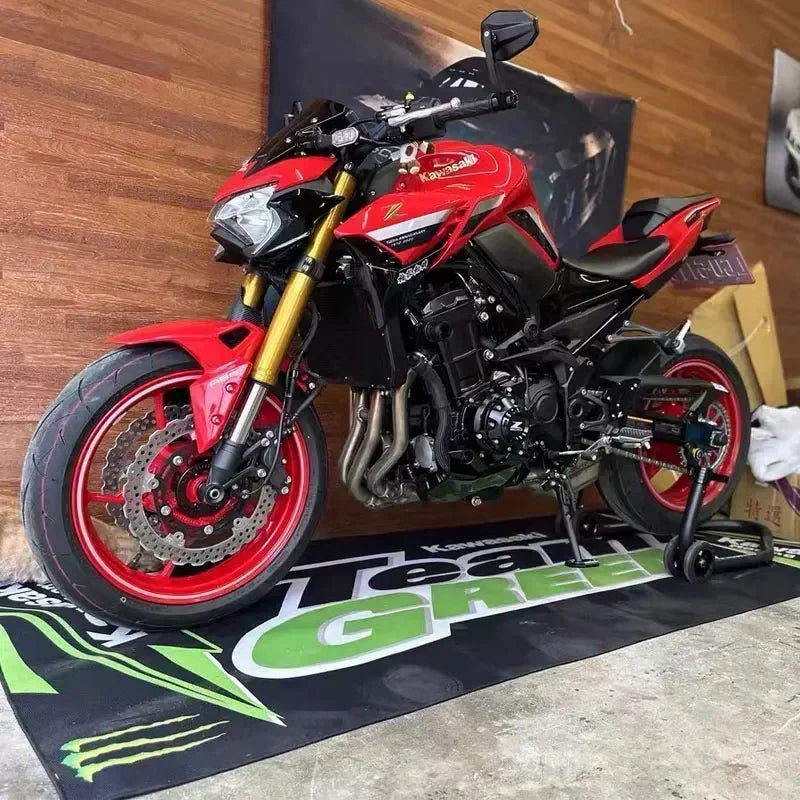Kawasaki Motorcycle Area Rug Anti-Slip Floor Mat for Garage & Home Decor