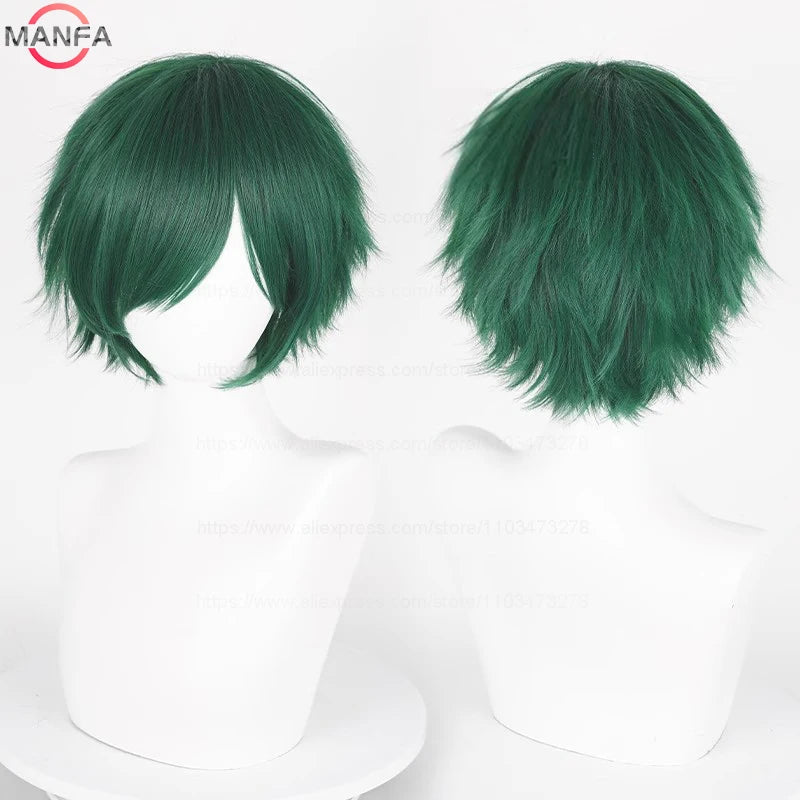 Anime 30cm Short Straight Cosplay Wig Black White Green Brown Purple Blue Gray Red Gold Man Women