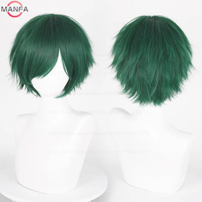 Anime 30cm Short Straight Cosplay Wig Black White Green Brown Purple Blue Gray Red Gold Man Women