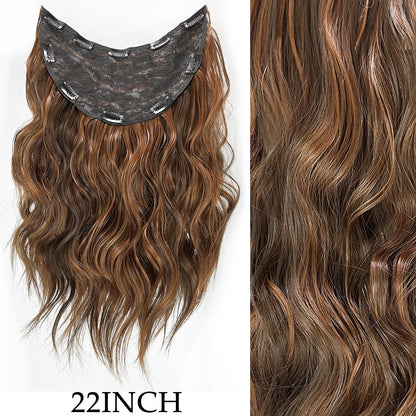 Clip-In Hair Extensions 7pcs 16 Clips Wavy Synthetic 24 Inch