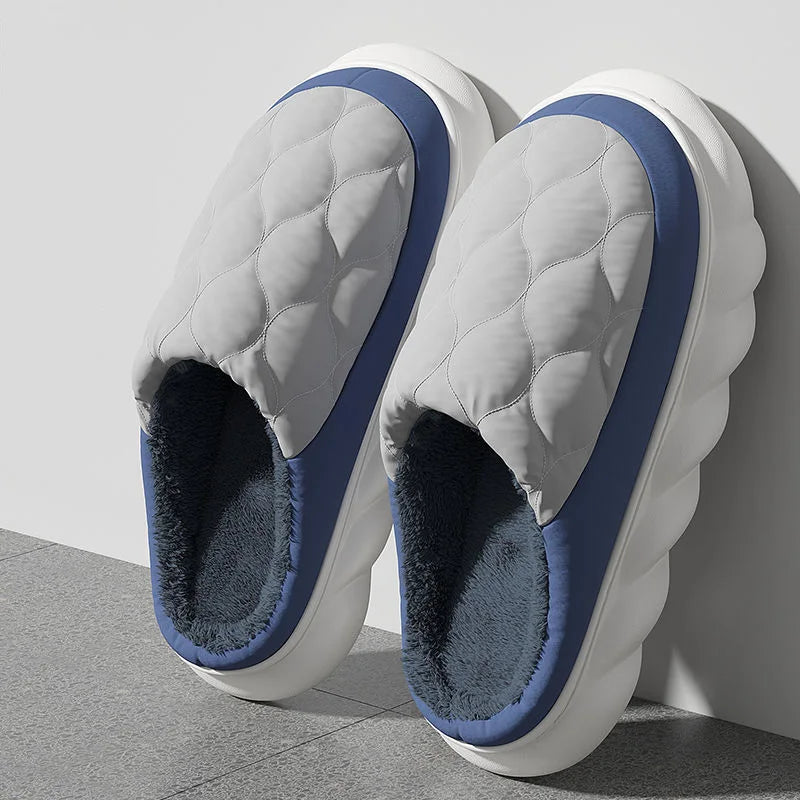 Winter Casual Men S Slippers Indoor Waterproof Home Shoes Fur Flat Warm Couples Bedroom Houseshoes