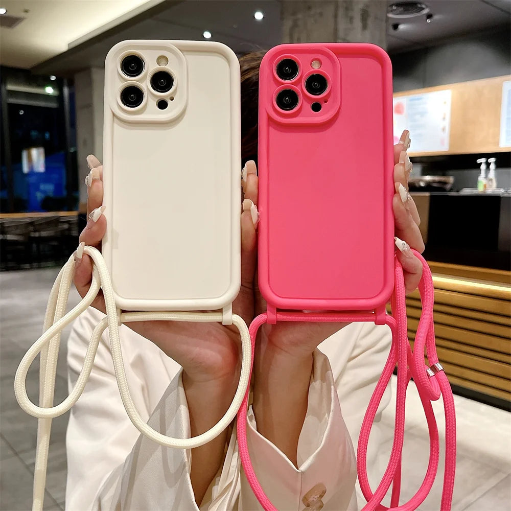 Phone Case Iphone 14 13 15 16 Pro Max 17 Air 16e 12 11 X Xs 8 Plus Se2022 Crossbody Adjustable