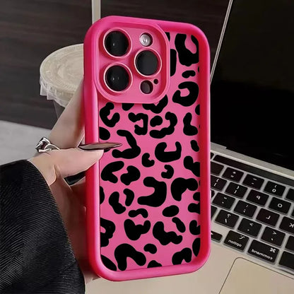 Black Leopard Print Pattern Silicone Phone Case Iphone 17 11 12 13 14 15 16 Pro Max 16e X Xs Xr 7 8