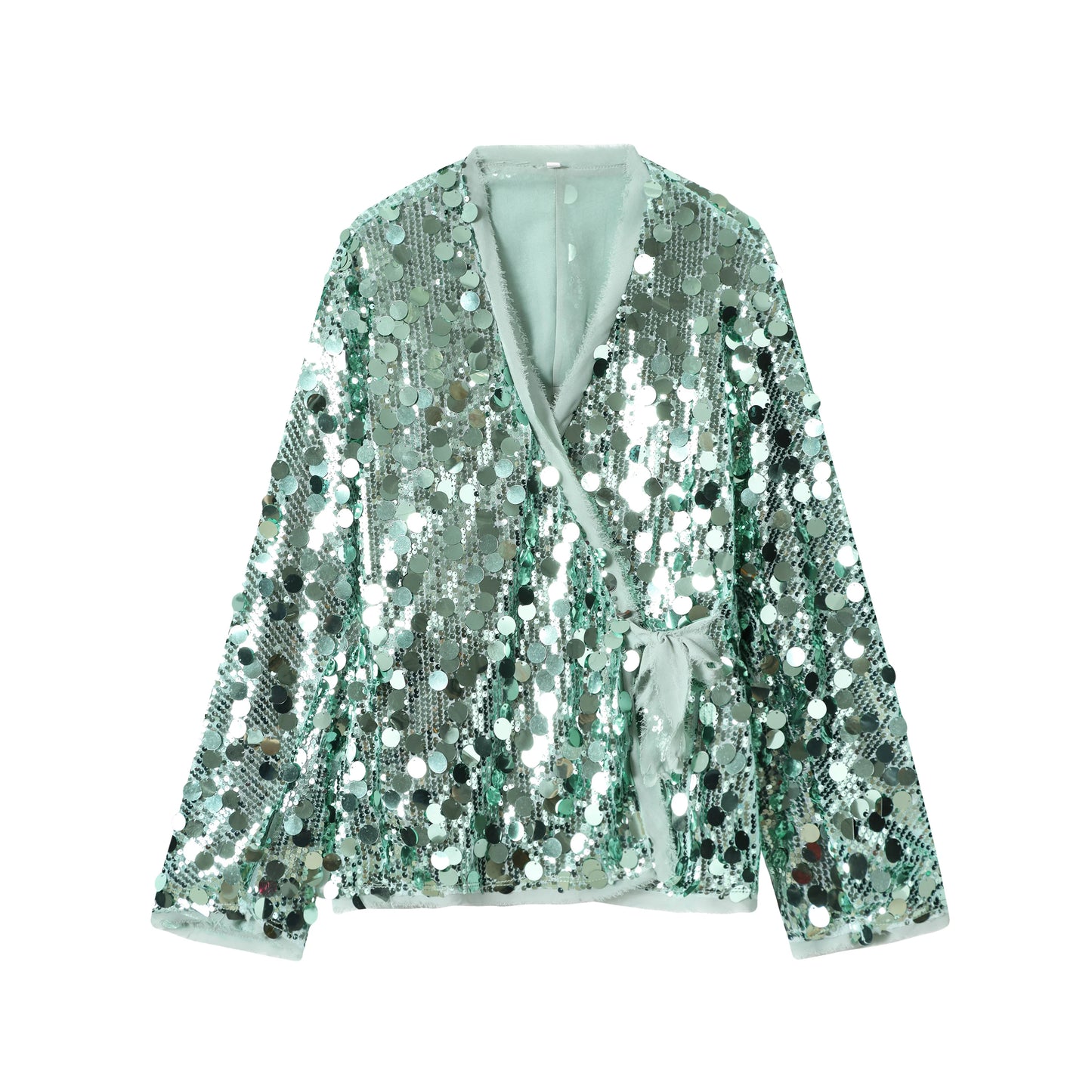Women's Sequin Kimono Jacket – Long Sleeve Wrap Coat