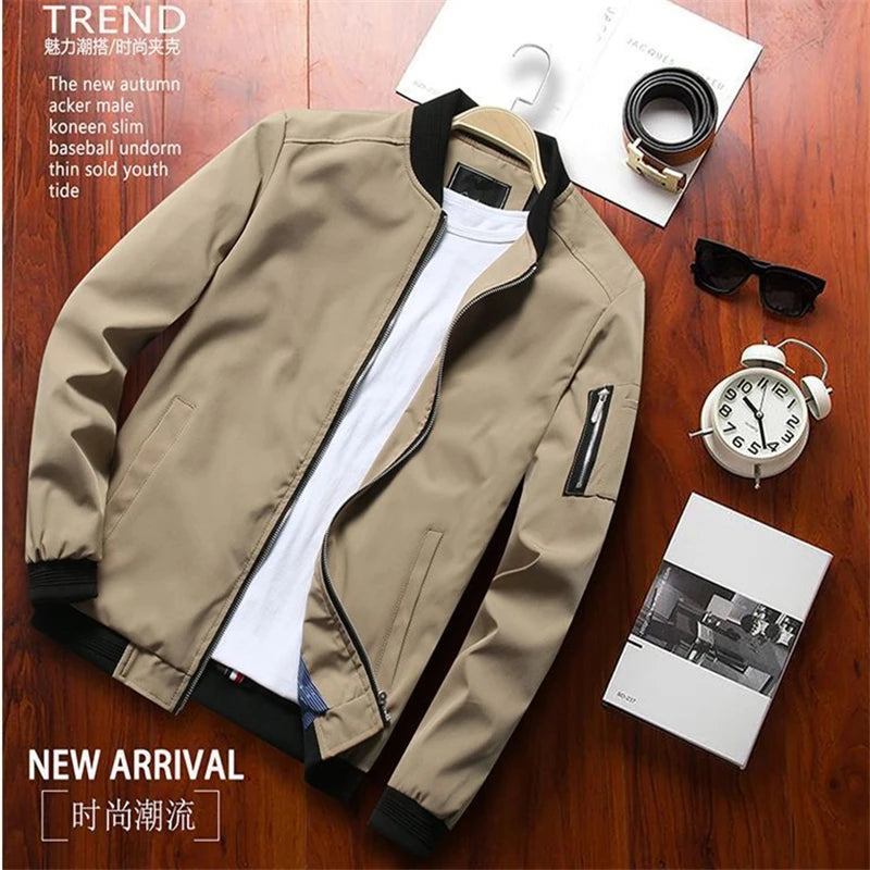 Men's Slim Fit Bomber Jacket – Lightweight Windbreaker Coat