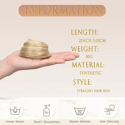 Synthetic Short Straight Hair Bun Chignon Hairpiece Ring Hairstyle Heat-Resistant Easy Wear