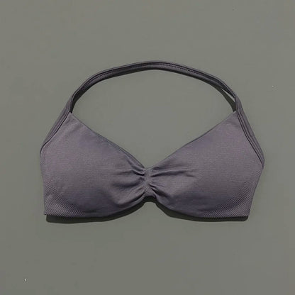 Women's Strappy Sports Bra – Padded Push-Up Gym Top