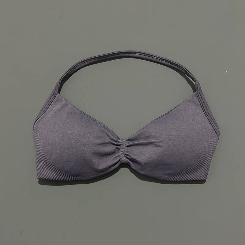 Seamless Halter Sports Bra – Women's Push-Up Gym Bra