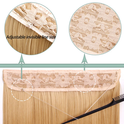 No Clips Natural Hair Extension Synthatic Artificial Long Straight Hairpiece Blonde Black Mixed