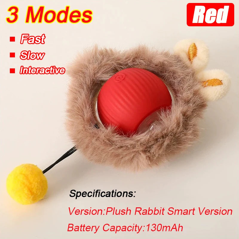 Interactive Cat Ball Toy – Automatic Rolling with Faux Tail, USB Rechargeable