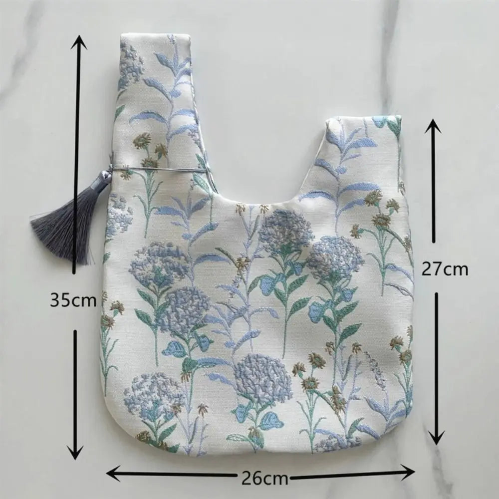 Chinese Style Embroidered Wrist Bag with Tassel Pendant