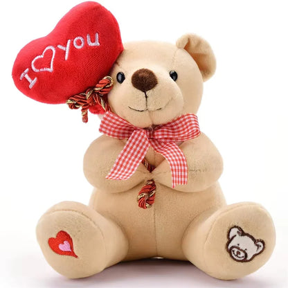 Teddy Bear Holding Heart Plush Toy – Cute Stuffed Animal Gift
