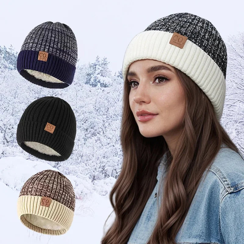 Fleece-Lined Knit Beanie Hat – Unisex Warm Winter Skull Cap