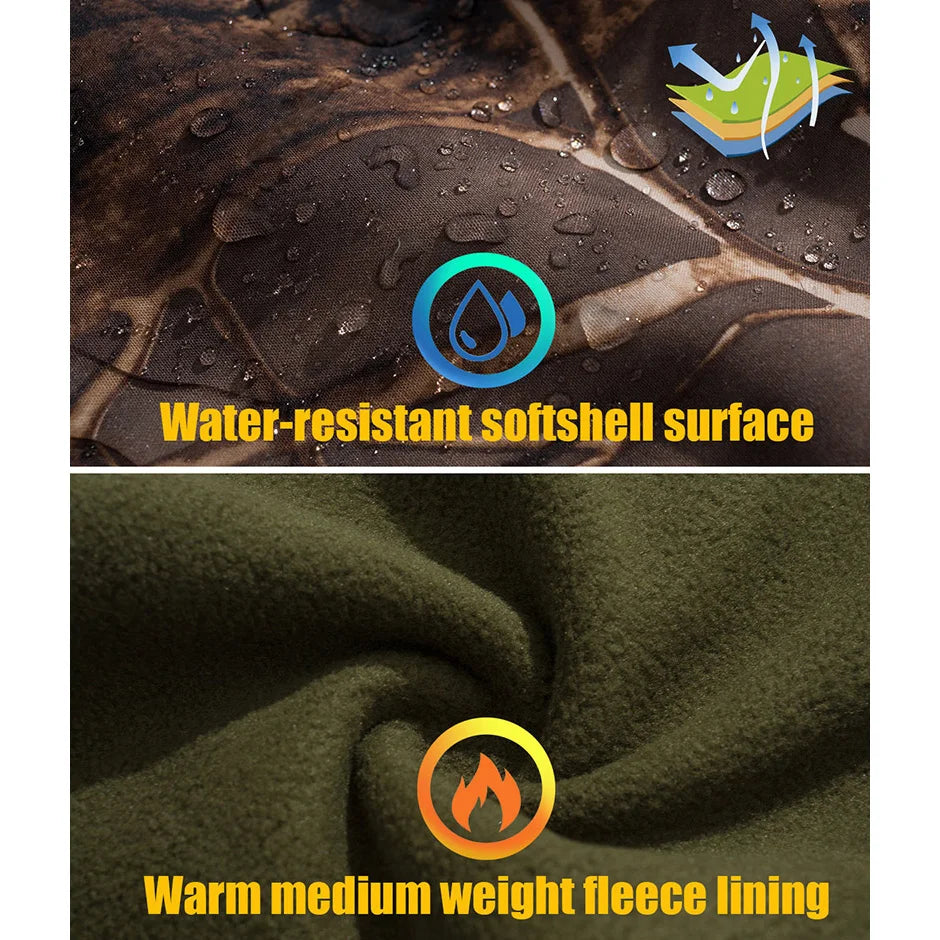 Men's Camouflage Hunting Jacket – Waterproof Fleece Tactical Soft Shell