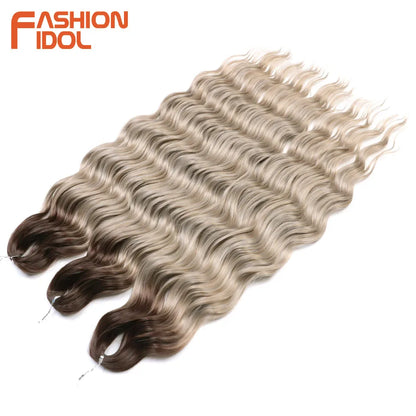 Anna 24 Inch Synthetic Hair Water Wave Braiding Extensions Ombre Blonde Deep Afro Curl Twist Crochet