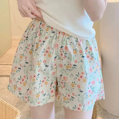 Women's Cartoon Print Lounge Shorts – Cute Floral & Animal Pattern Sleep Pants