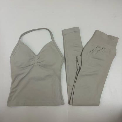 Women's 2-Piece Yoga Set – Backless Tank Top & Scrunch Leggings