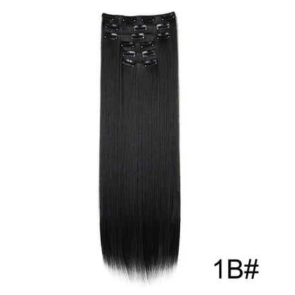 Clip-In Hair Extensions 6-Piece Set Long Straight Synthetic Seamless