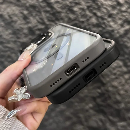 Metal Ring Transparent Shockproof iPhone Case with Camera Lens Protector