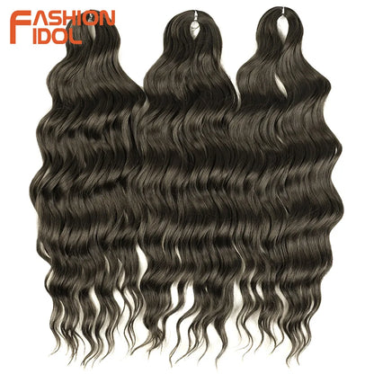 Anna 24 Inch Synthetic Hair Water Wave Braiding Extensions Ombre Blonde Deep Afro Curl Twist Crochet