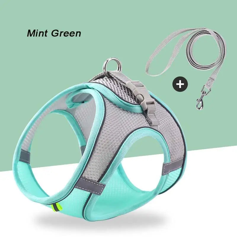 Mesh Dog Harness & Leash Set – Reflective, Escape-Proof Walking Vest